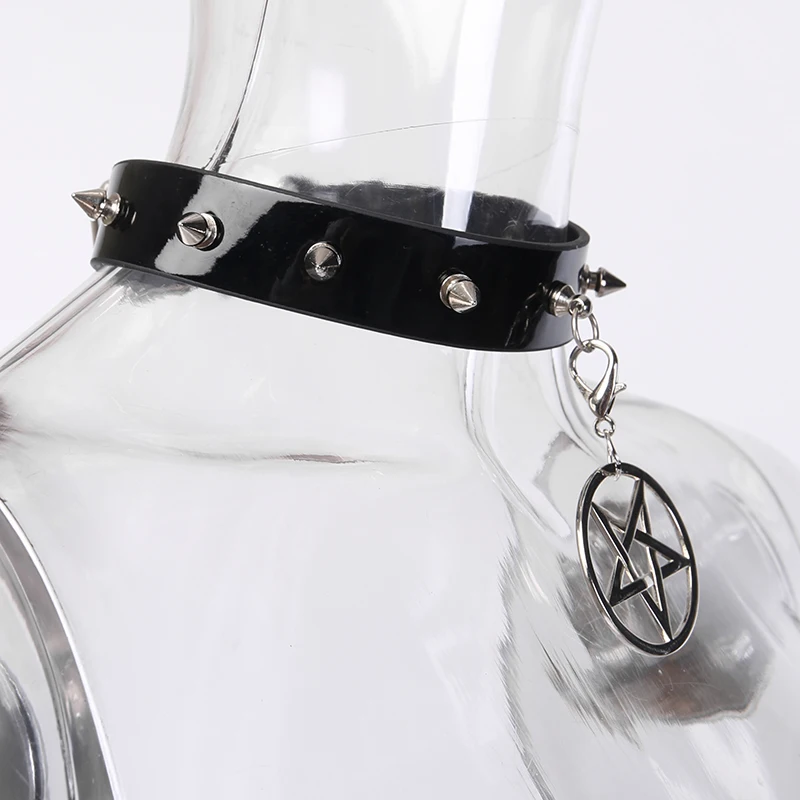 InstaHot заклёпки чокер из искусственной кожи ожерелье готический панк звезда холлоуин веревка-цепь шикарный дизайн черный уличная Женская