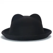 paternity hat fashion wool sense ladies women Fedoras hat retro children cat ears animal hat not deformed Boys Girl sun hat