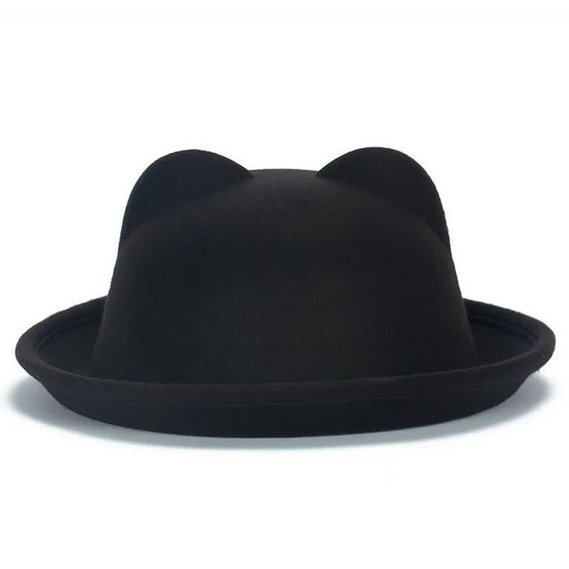 2016 paternity hat fashion wool sense ladies women Fedoras hat retro children cat ears animal hat not deformed Boys Girl sun hat