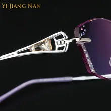 Алмазная титановая оправа, тонированные линзы, без оправы, очки для глаз, оправа, модная женская, Dioptr occhiali da vista