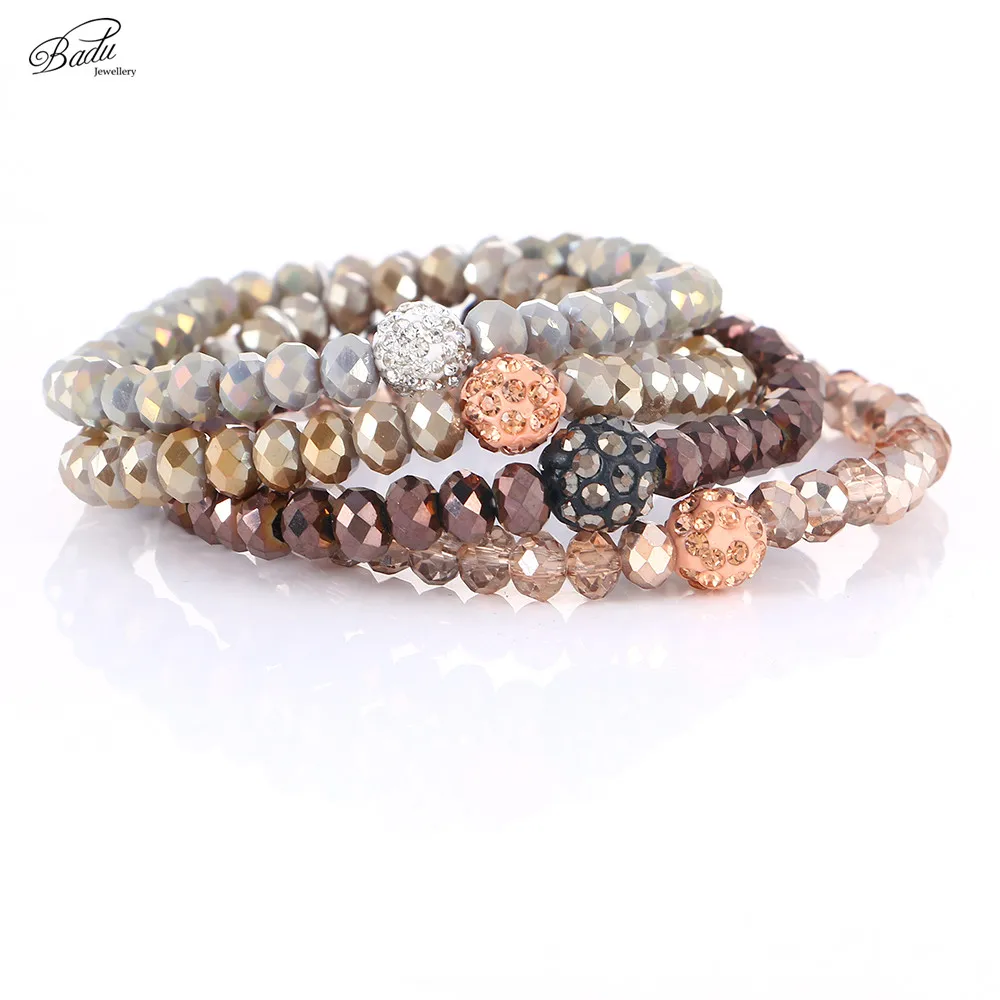 

Badu Chocolate Beads Bracelets Best Friend Gift Faceted Crystal Beaded Bracelet Women Elastic Rope Trendy Jewelry Christmas