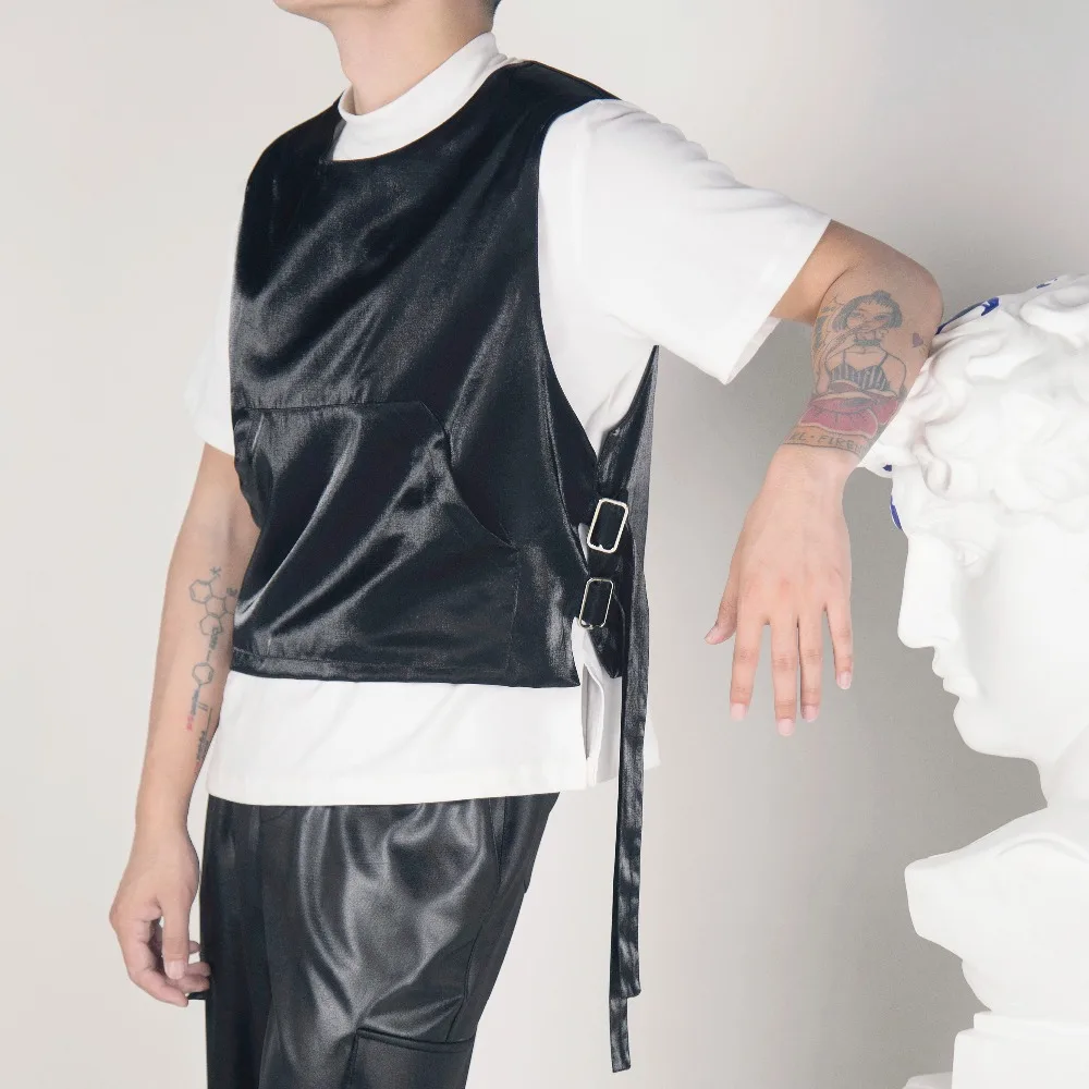 

XS-6XL ! 2019 new Men's clothing Hair Stylist fashion Asymmetric bandage vest male plus size stage singer costumes