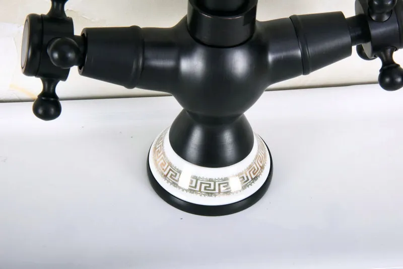 Black Oil Rubbed Bronze Ceramic Base Kitchen Wet Bar Bathroom Vessel Sink Faucet Single Hole Swivel Spout Mixer Tap anf649