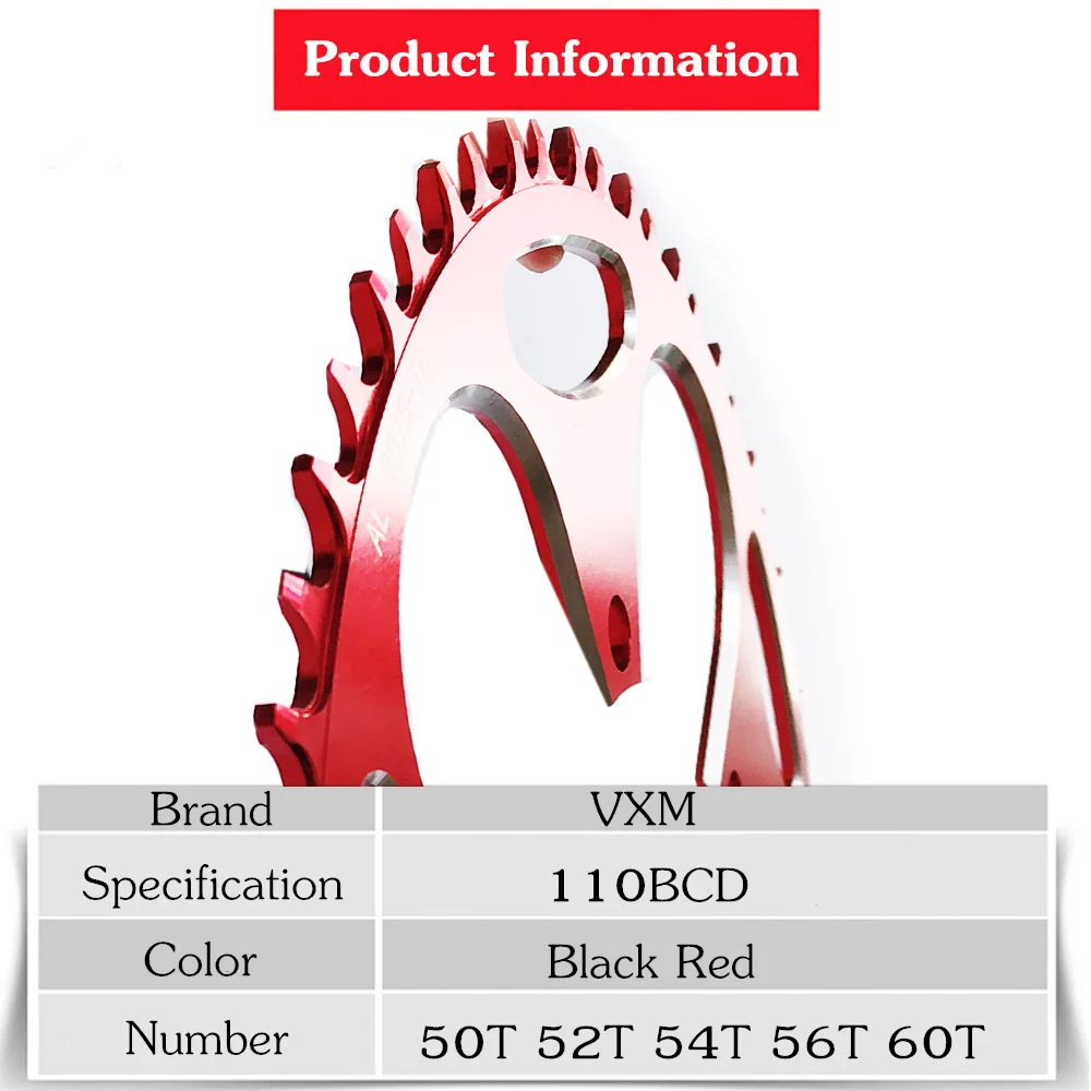 VXM Road Bicylcle 110BCD Кривошип 50 т 52 т 54 Т 56 т 58 т Звездочка сплав Сверхлегкий скалолазание мощность цепное кольцо пластина запчасти для велосипеда