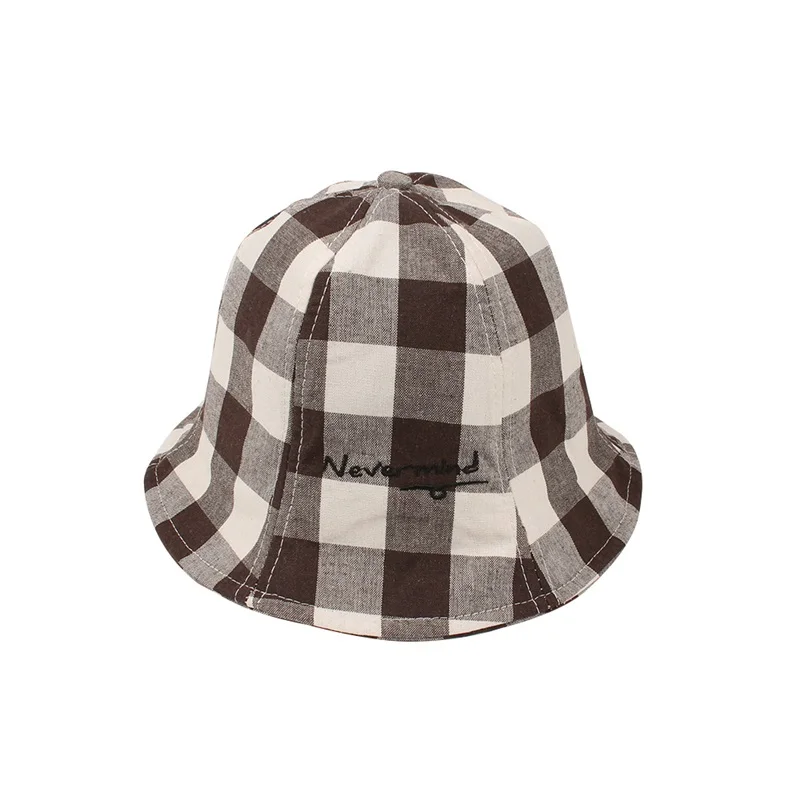 Casual Plaid Baby Hat Cotton Boys Girls Sun Cap Spring Summer Kids Clothes Fashion Baby Girals Bucket Hat Baby Girls Clothing (14)