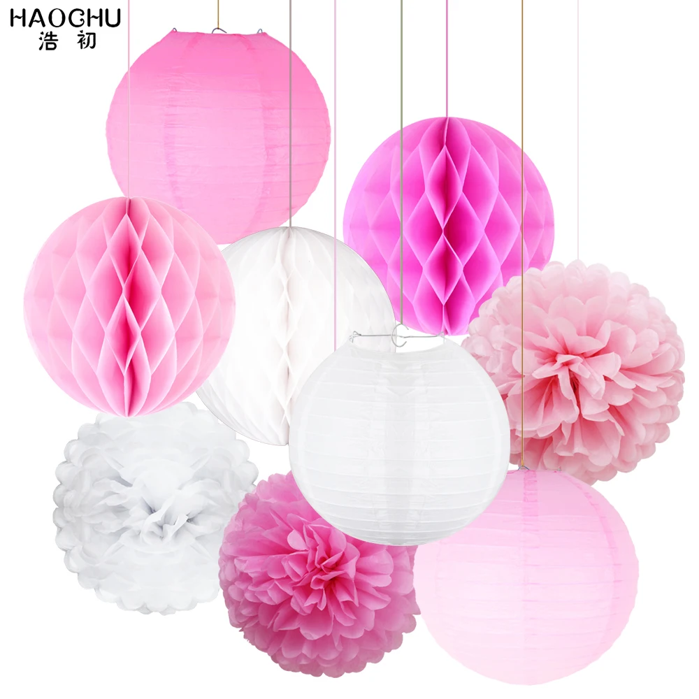 15Pcs Paper Lantern Honeycomb Balls Pom Wedding Party Home Hanging Decoration 
