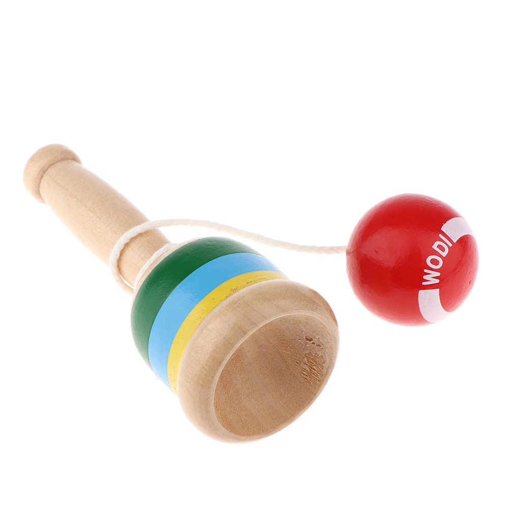 Traditional Kendama Cup and Ball Game Japanese Ball Toss Catching Ball Game Fun Air Trackball Game Toy Wooden Educational Toys