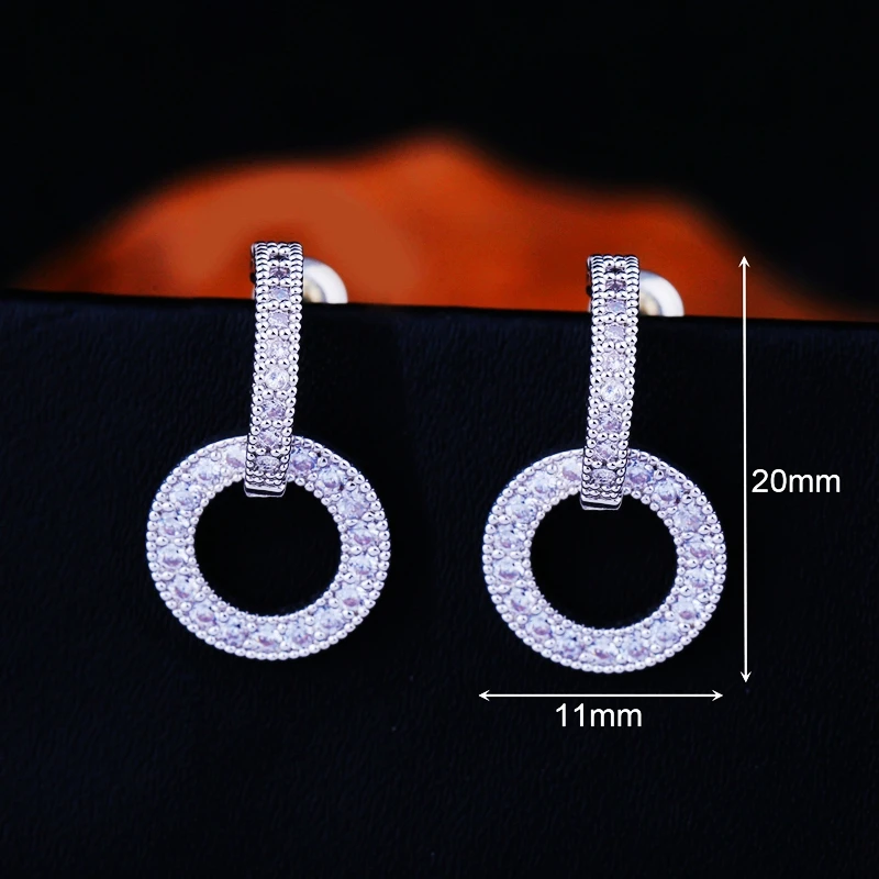 MIGGA белые золотистые кристаллы круглые серьги-гвоздики с подвеской женские фианиты Brincos Ювелирные Изделия