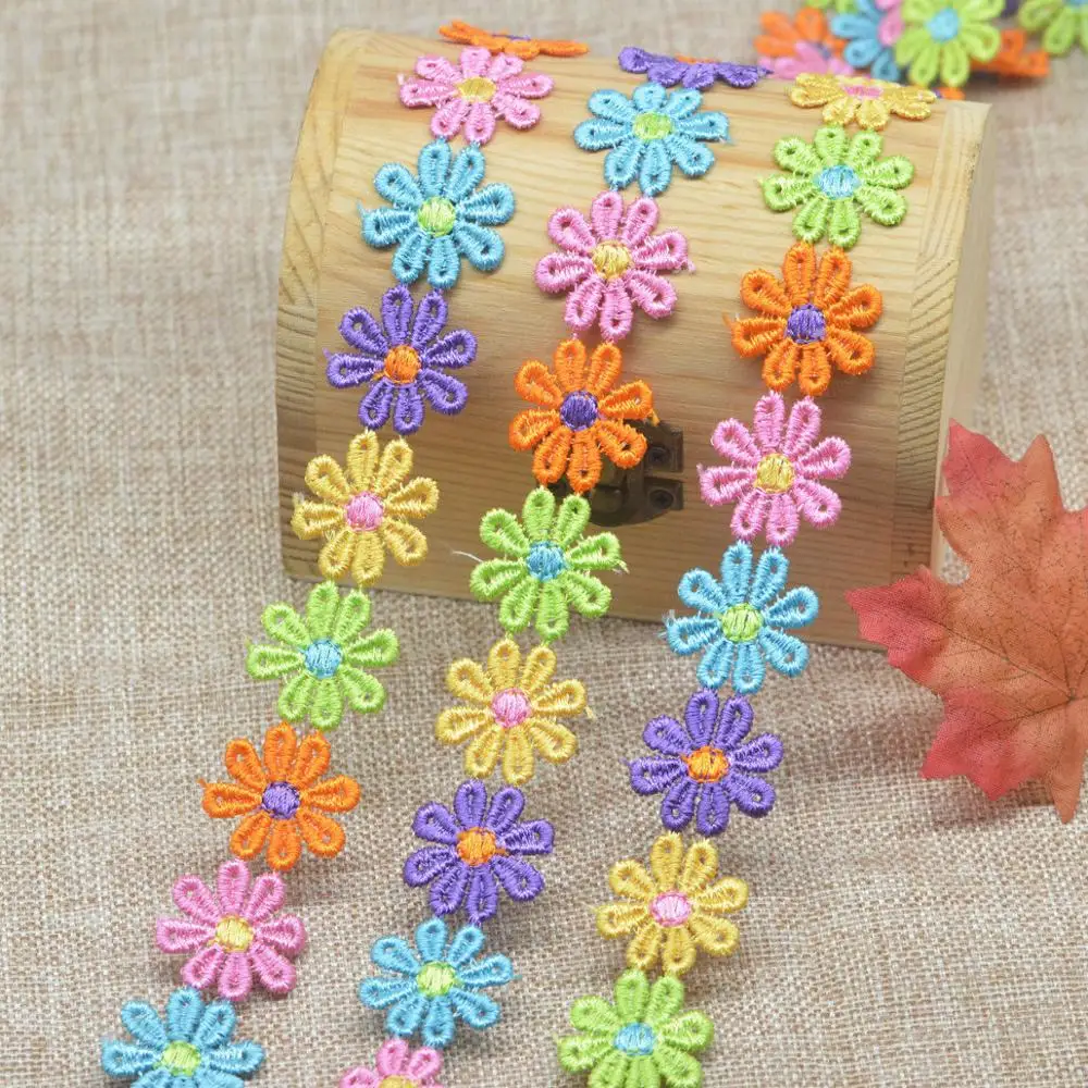 KALASO 2Yards Multicolor Flower Lace Trim Sewing Fabric Ribbon Edge Polyester Embroidery 2019 Home Decoration Diy Craft Supplies | Дом и сад