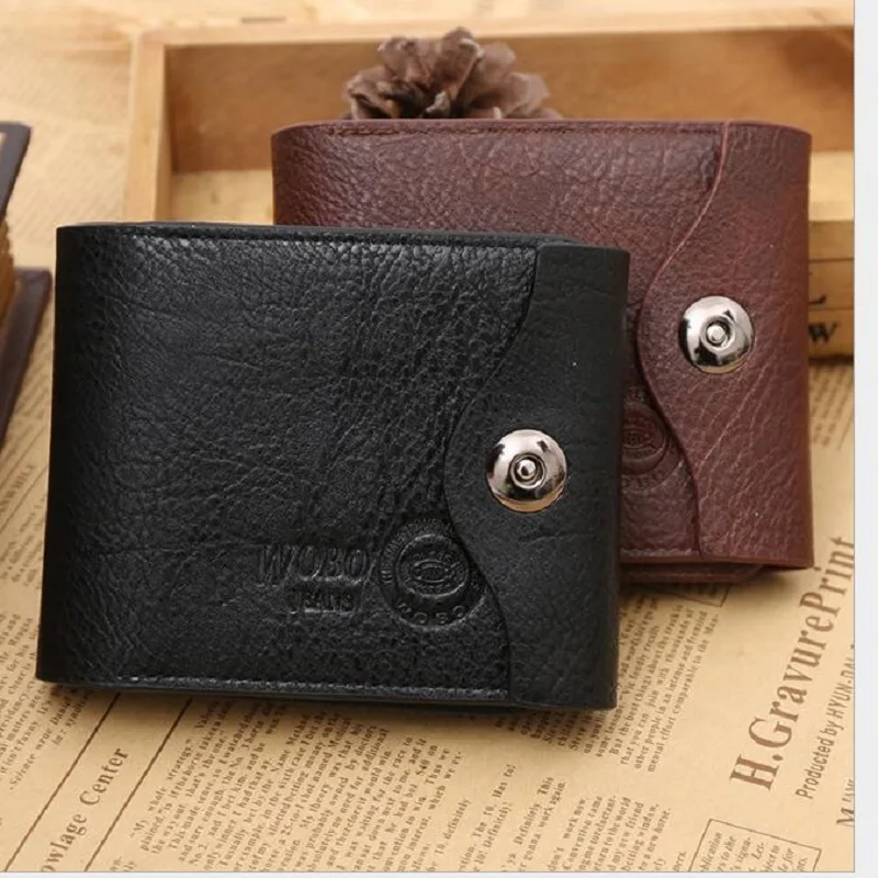 

Quality Hasp Style Men Wallets Cross Vertical PU With Leather Coin Pocket Black Brown Credit Card Holder Purse Gifts