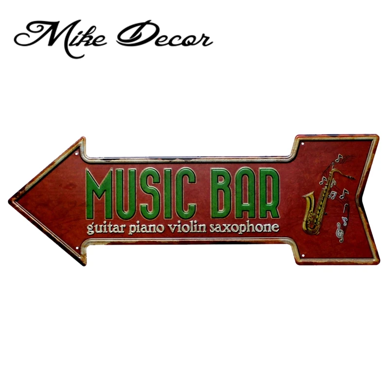 

[ Mike86 ] MUSIC BAR Saxophone Guitar piano violin Arrow Irregular Retro Craft Wall Plaque training room decor YC-634 Mix order