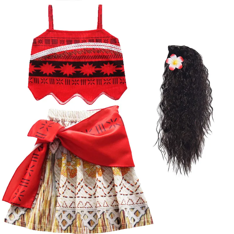 

Kids Moana Summer Dress for Girls Straps Backless Vaiana Dress Princess Costume Children Clothes