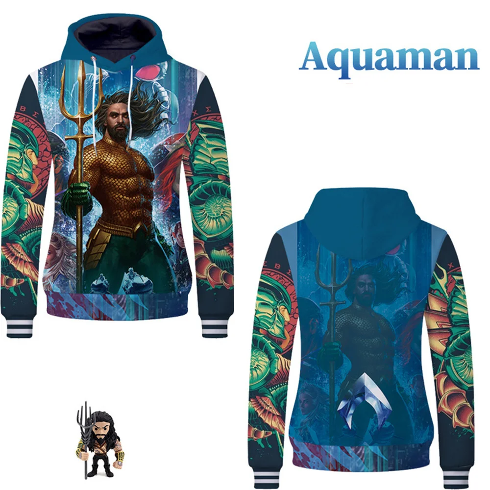  DC Comics Superhero Aquaman Pullover Hoodies 3D Print Sweatshirts Casual Hip-Hop Fashion Boys Jacke