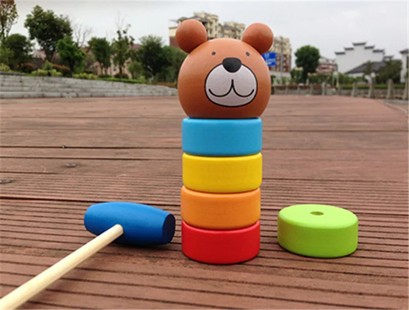 New Wooden Baby Toys Montessori Cubs hitting combo Toys Rainbow Tower