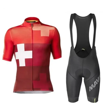 

2019 MAVIC summer men's cycling jersey short sleeve set breathable bib shorts bike clothes silicone pad clothing