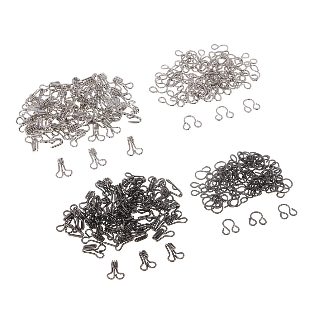 100 Sets Hook & Eye Bra Fastener Metal Dress Skirt Sew on Replacement Repair