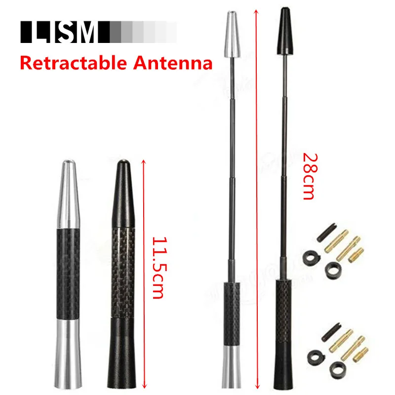 Выдвижная Универсальная автомобильная антенна с рисунком из углеродного волокна, антенна для радиосигнала, расширенная AM/FM антенна, Авто Аудио антенны, автомобильный стиль, Декор