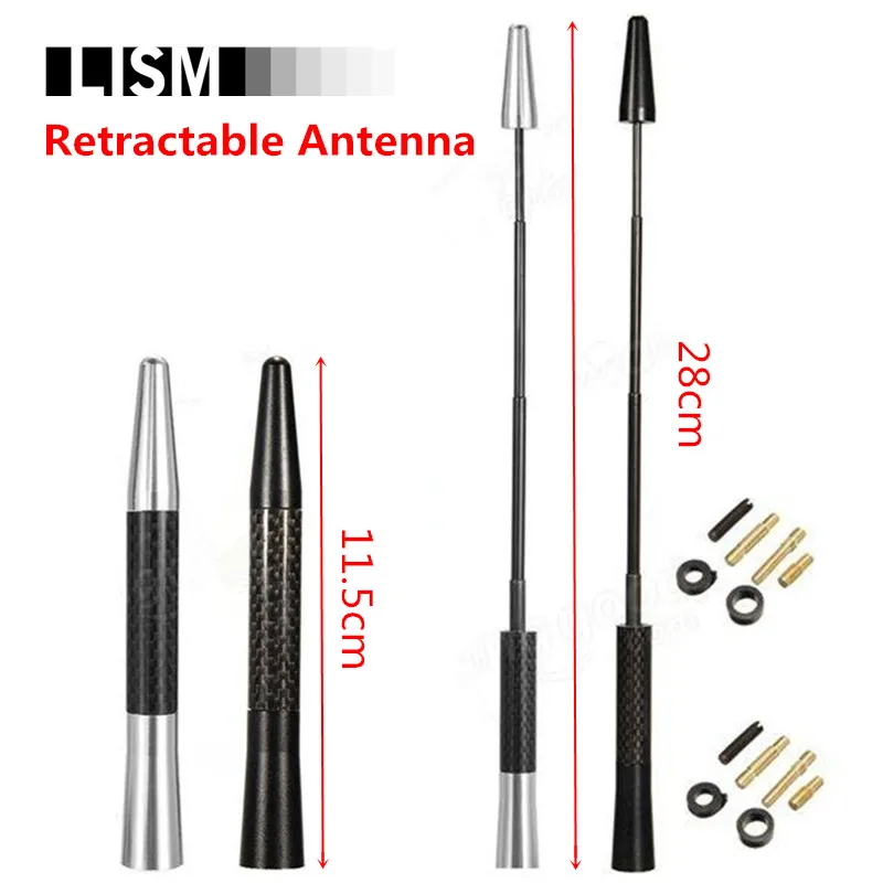 

Retractable Universal Carbon Fiber Pattern Car Radio Signal Antenna Extended AM/FM Aerial Auto Audio Antennas Car-Styling Decor