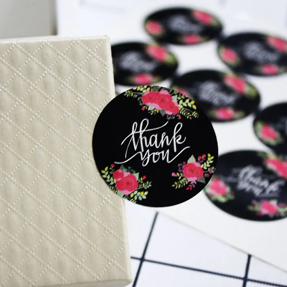 

120Pcs/lot Cute Flower Thank You Series Sticker Round Seal Mutifunction DIY Decorative Gifts Package Labels Embellishments