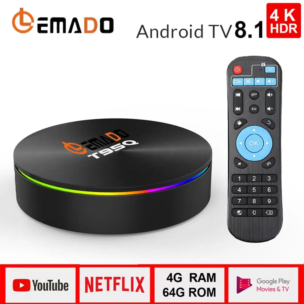 ТВ приставка Android 8 1 S905X2 4 ГБ 32 64 Гб Поддержка 2 4G + 5 8G двойной wifi Bluetooth Lemado T95Q 3D 4K
