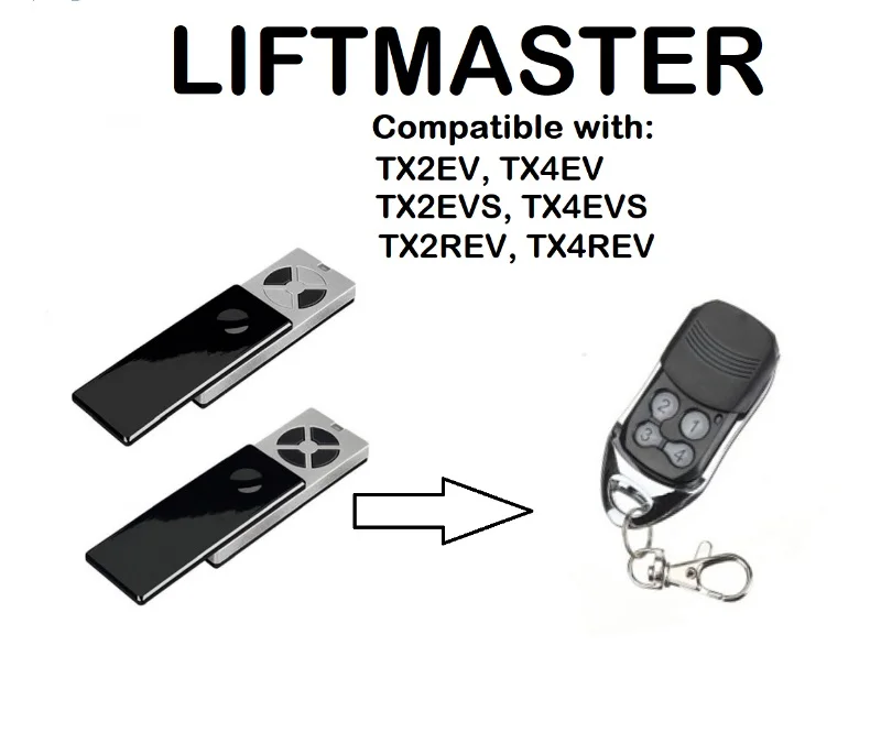 

LIFTMASTER TX2EV, TX4EV, TX2EVS, TX4EVS Compatible Remote Control 433.92MHz.