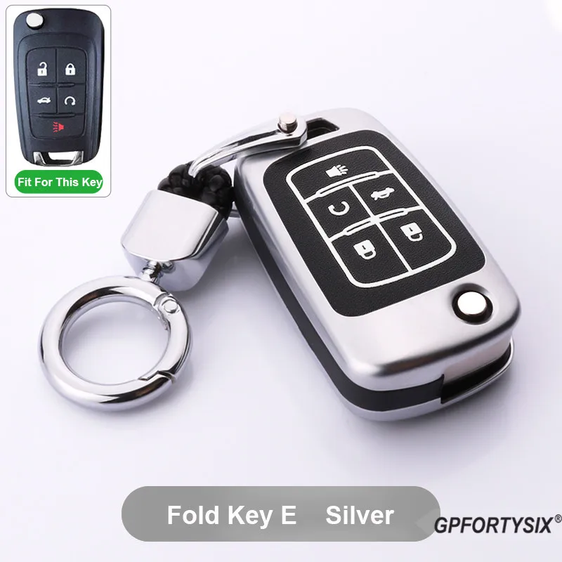 Светящийся чехол для ключей автомобиля из цинкового сплава для Chevrolet Lova Sail Aveo Cruze для Vauxhall, Opel Insignia Astra Buick флип-пульт дистанционного управления Fob - Название цвета: Silver-Fold key E