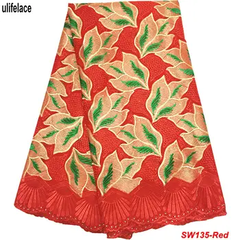 

Red Nigerian voile suisse cotton 2018 fabric High Quality Swiss Voile Lace In Switzerland For Lace Dresses SW-135