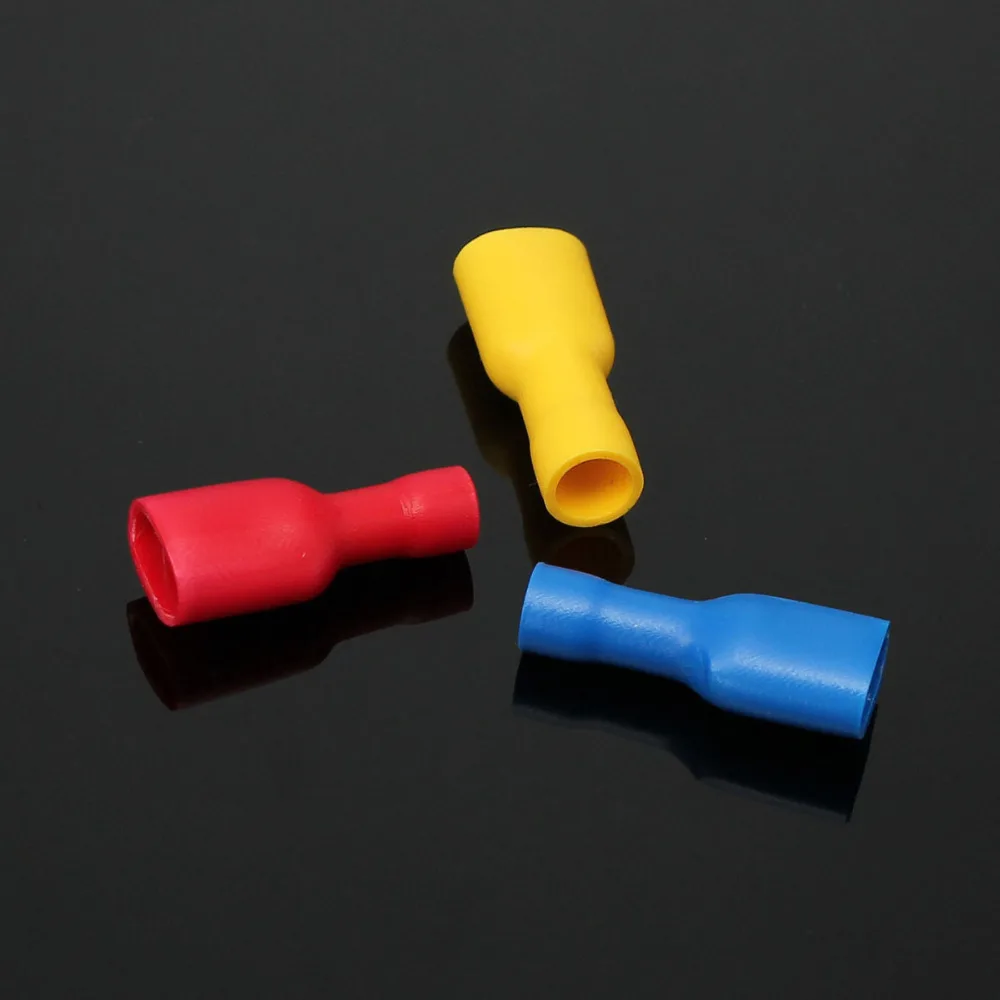 

100PCS 6.35mm 1/4" Spade PVC Crimp Connector Terminal 0.5-6.0mm 22-10AWG