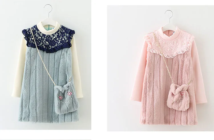 fleece little girls dress winter autumn 2017 kids princess dress children dress teenage girls 12