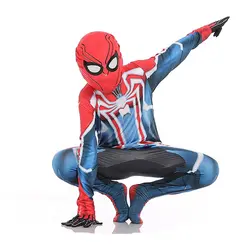 Высокое качество детский Железный Человек-паук косплей удивительный костюм Человека-паука 5 цветов красный черный нарядное платье костюм