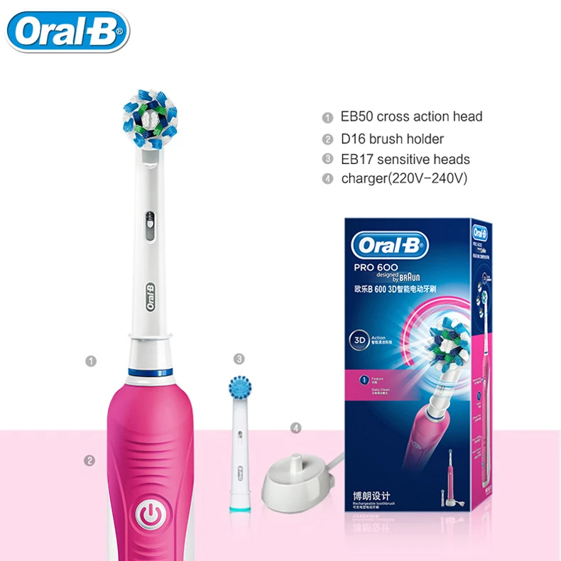 Escova de Dentes Branqueamento para Adulto Oral Elétrica Higiene Cuidados Dentários Recarregável Cabeças 3d b Pro600 19 escova de dentes 3d branqueamento para adulto