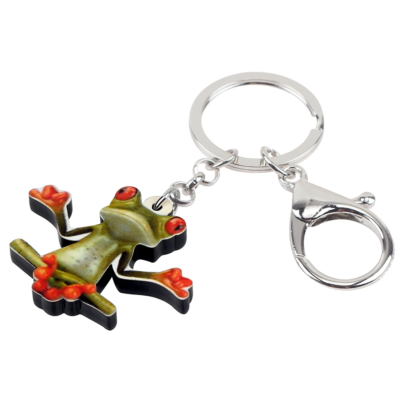 WEVENI Acrylic Meditation Frog Key Chains Keychain Holder Anime Animal Jewelry For Women Girls Bag Car Purse Charms Gift Pendant