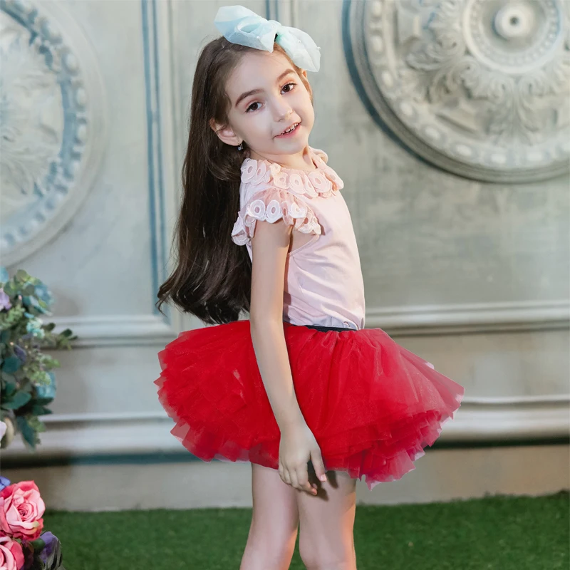 Buenos Ninos Baby Girls Fluffy 8-Layers Ballet Dance Pettiskirt Girl Princess Tulle Skirt With Pompom Puff Balls For 1-6T8