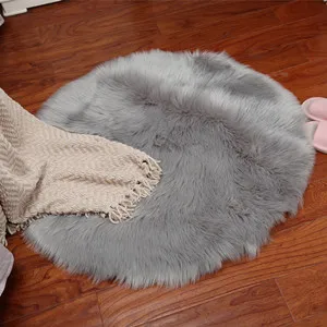 Grenss Round Sheepskin Chair Cover Seat Pad Soft Carpet