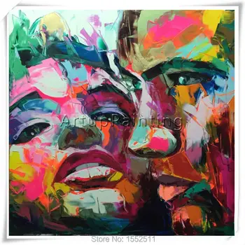 

Palette knife painting portrait Francoise Nielly Hand painted Palette knife Face Oil painting Impasto figure on canvas Pop art 4