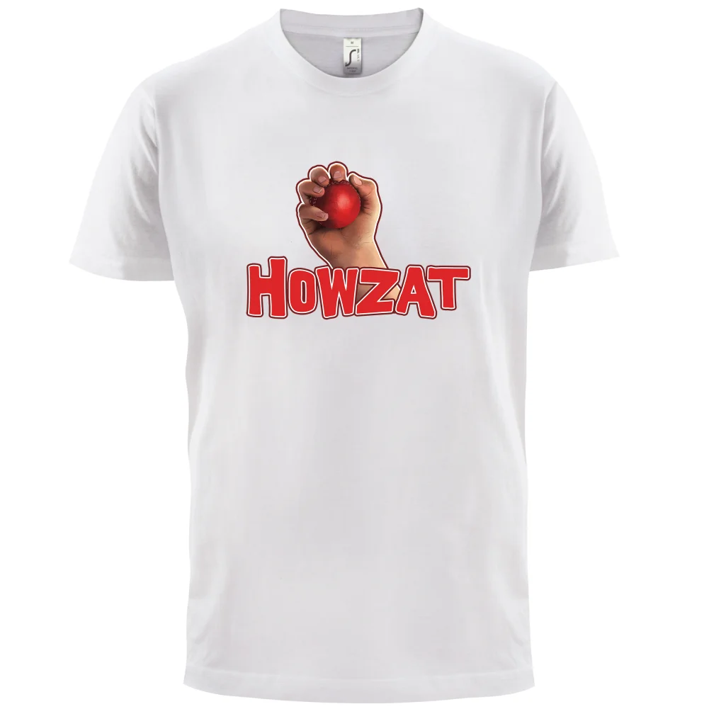 Howzat-رجل تي شيرت-مضحك/الكريكيت/رماد/اختبار قصيرة الأكمام س الرقبة تي شيرت قمم التي شيرت أوم قمم التي شيرت أوم
