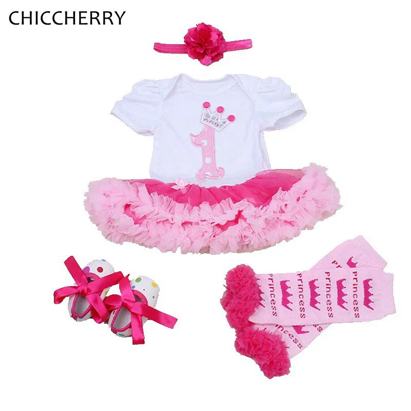 

Summer 2017 Newborn Baby Girl Clothes 1st Birthday Outfit Lace Romper Dress Headband Leg Warmers Crib Shoes Infant Clothing Sets