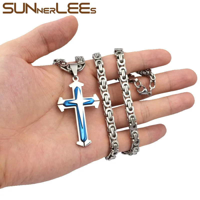 Подвеска с крестом Иисуса Христа из нержавеющей стали|chain gold|link chaincross pendant necklace |