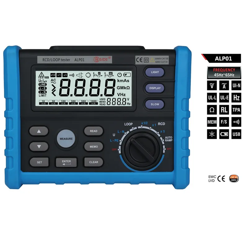 ALP01 Circuit Breaker RCD Loop Tester Meter Trip out Time & Current
