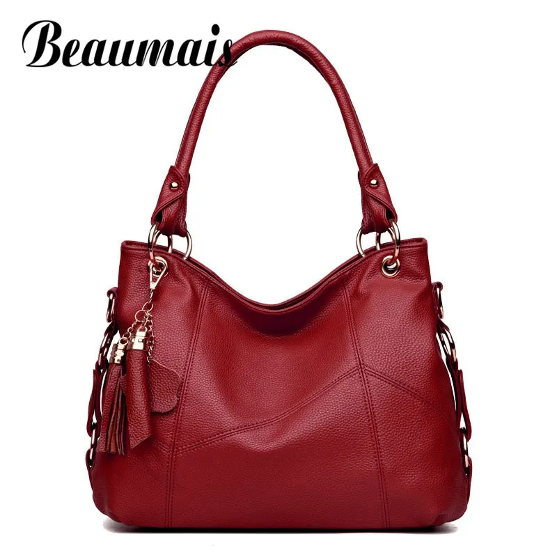

Beaumais Women Leather Handbags Women Messenger Bags Designer Crossbody Bag Women Tote Shoulder Bag Top-handle Bags Solid DF0380
