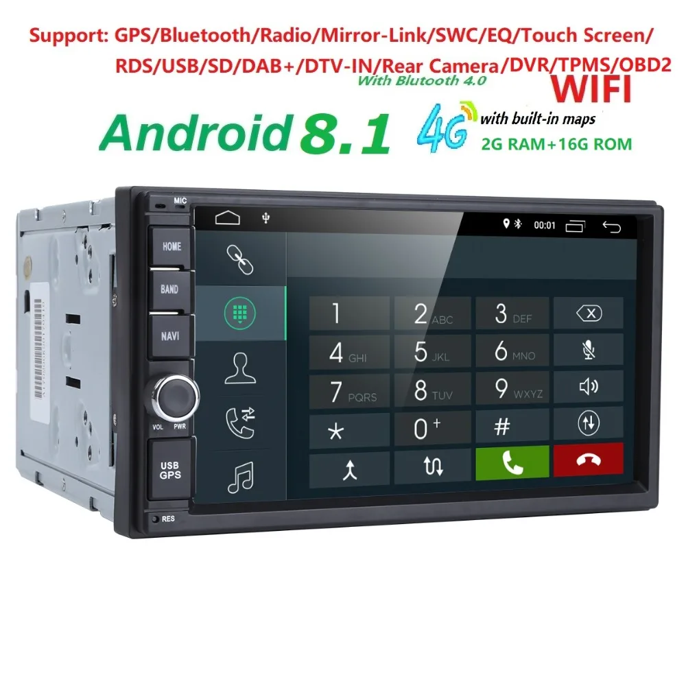 Koop 2 din android 8.1 2din Nieuwe universele Auto Radio Dubbele Auto Speler GPS Navigatie In dash Auto PC Stereo video 2g RAM DVR SWC BT 4g