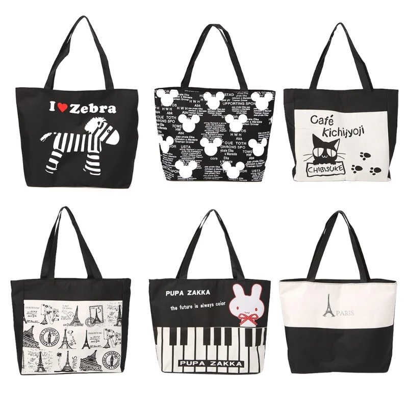 Portable Women Canvas Large Shoulder Bag Handbag Tote Lady Shopping Zip Bags Portable Women Canvas Large Shoulder Bag Handbag Tote Lady Shopping Zip Bags
