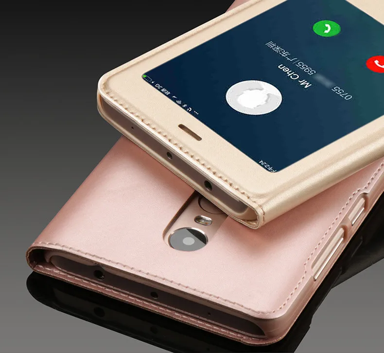 luxury open window leather flip case cover for xiaomi redmi note 4 4x 01