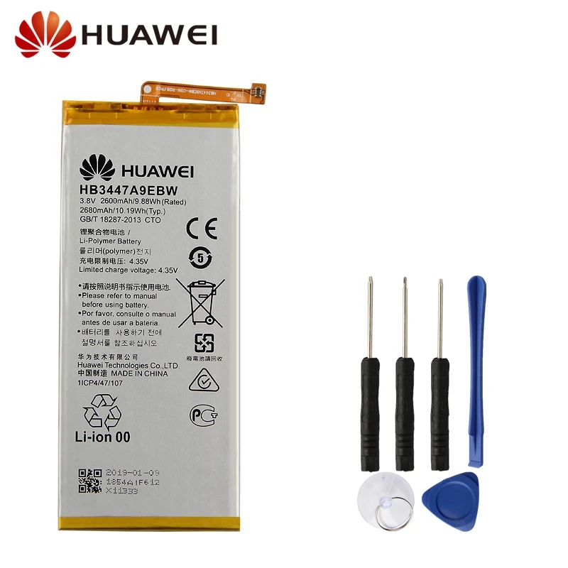 Оригинальная сменная батарея для телефона HuaWei P8 HB3447A9EBW, аутентичная аккумуляторная батарея 2680 мАч