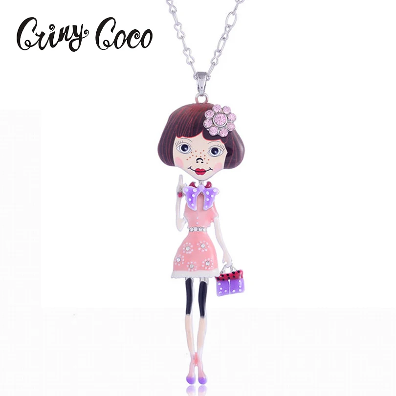 Statement Chain Enamel Figure Vintage Necklace Female Clothes Decorate