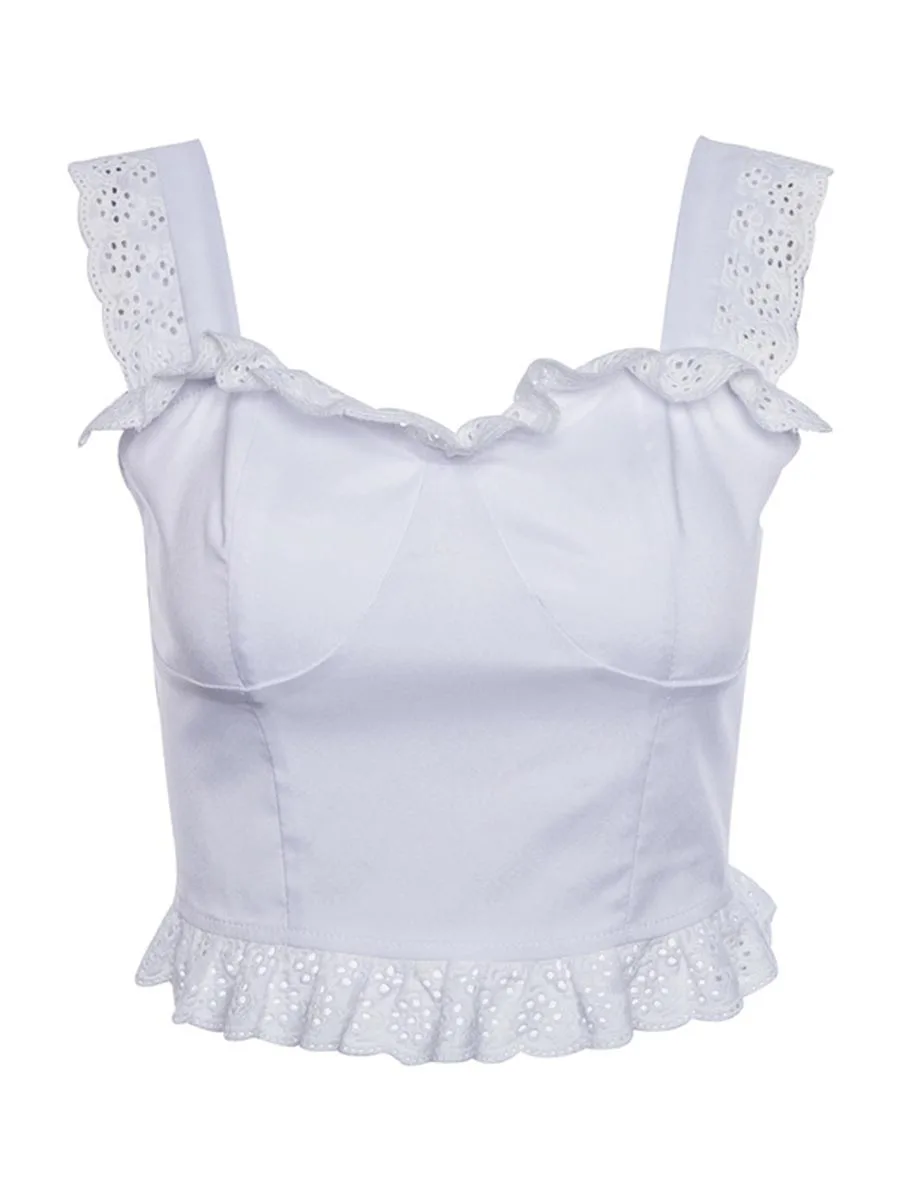 Summer Casual White Camisole Tank Top Women Solid Backless Zipper