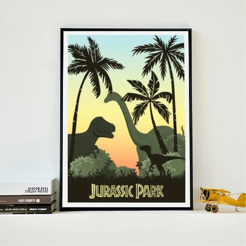 Jurassic Park Poster Dinosaur Movie Print Tyrannosaurus Rex Minimalista Wall Art Canvas Painting Picture Kids Room Home Decor