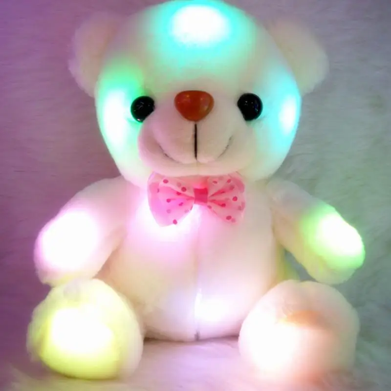Красочный Светодиодный светильник-мишка, плюшевая кукла, мягкие игрушки, Размер 20-22 см, медведь, подарок для детей, рождественский подарок, плюш