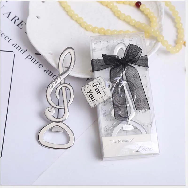 

20pcs/lot Souvenir Wedding Gifts Personalized Beer Opener Musical Note Openner With Exquisite Box Alloy Presents For Party Guest