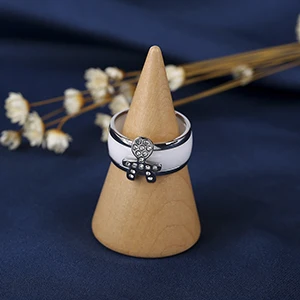 Экзотический мультфильм Милая девочка умный мальчик Кристалл 8 мм здоровое керамическое кольцо из нержавеющей стали кольцо для женщин ювелирные изделия рождественские подарки - Цвет основного камня: White Boy